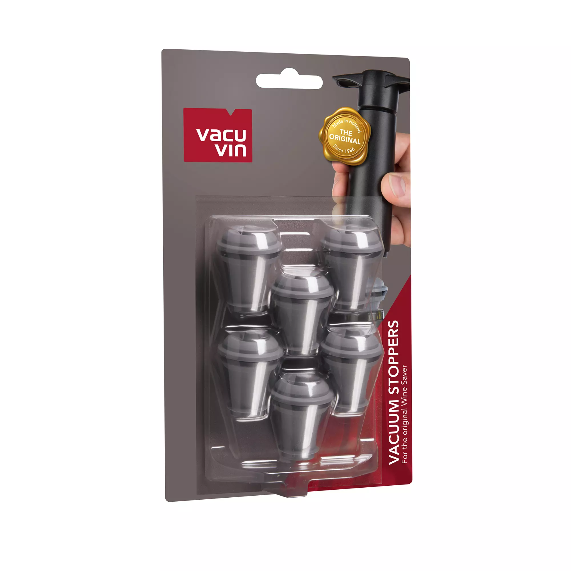 Vacu Vin Wijnstopper Vacuum Wine Stopper - Grijs - 6 stuks Vacu Vin Wijnstopper Vacuum Wine Stopper - Grijs - 6 Stuks -Praktische Winkel Voor Keukenbenodigdheden 0886360 Vacuum Wine Stoppers Grey 6 pcs Pack 1