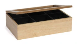 Sakura Tea Theedoos - Hout - 6-vaks - Met Fluweel - 24 X 16 Cm