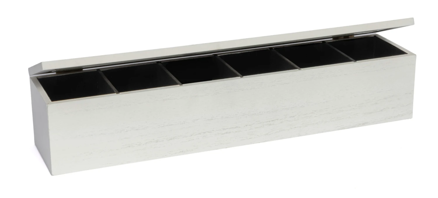 Sakura Tea Theedoos - Wit - 6-vaks - met Fluweel - 43 x 9 cm Sakura Tea Theedoos - Wit - 6-vaks - Met Fluweel - 43 X 9 Cm -Praktische Winkel Voor Keukenbenodigdheden 1 6 vaks lang 1 scaled