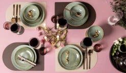 Jay Hill Onderzetters - Vegan Leer - Bruin / Zand - Dubbelzijdig - ø 10 Cm - 6 Stuks -Praktische Winkel Voor Keukenbenodigdheden 10 Jay Hill Serviesset Stromboli 16 Delig 7 5