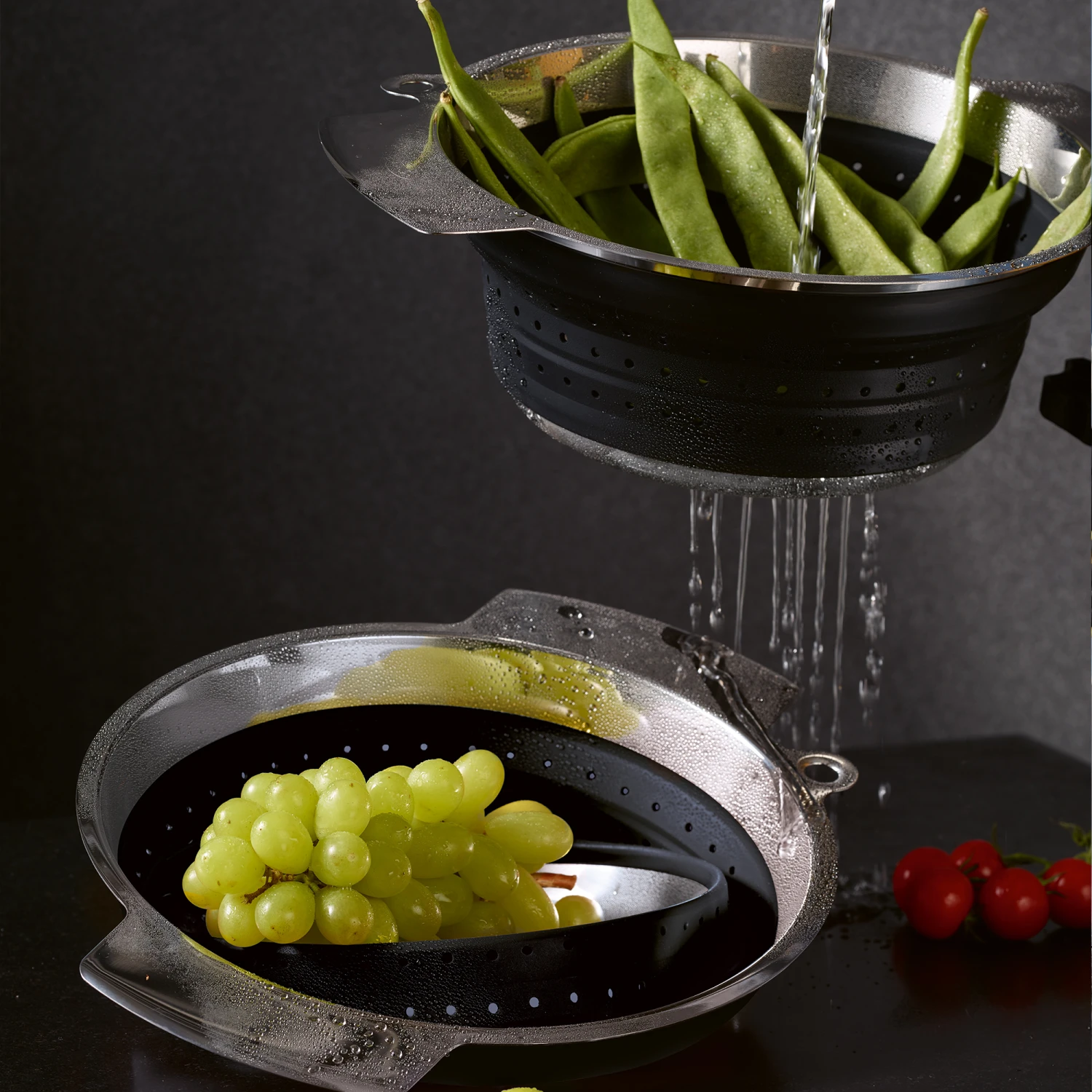 Rosle Vergiet - RVS / Siliconen - ø 24 cm - Opvouwbaar Rosle Vergiet - RVS / Siliconen - ø 24 Cm - Opvouwbaar -Praktische Winkel Voor Keukenbenodigdheden 16124 05 Seiher faltbar schwarz 24cm