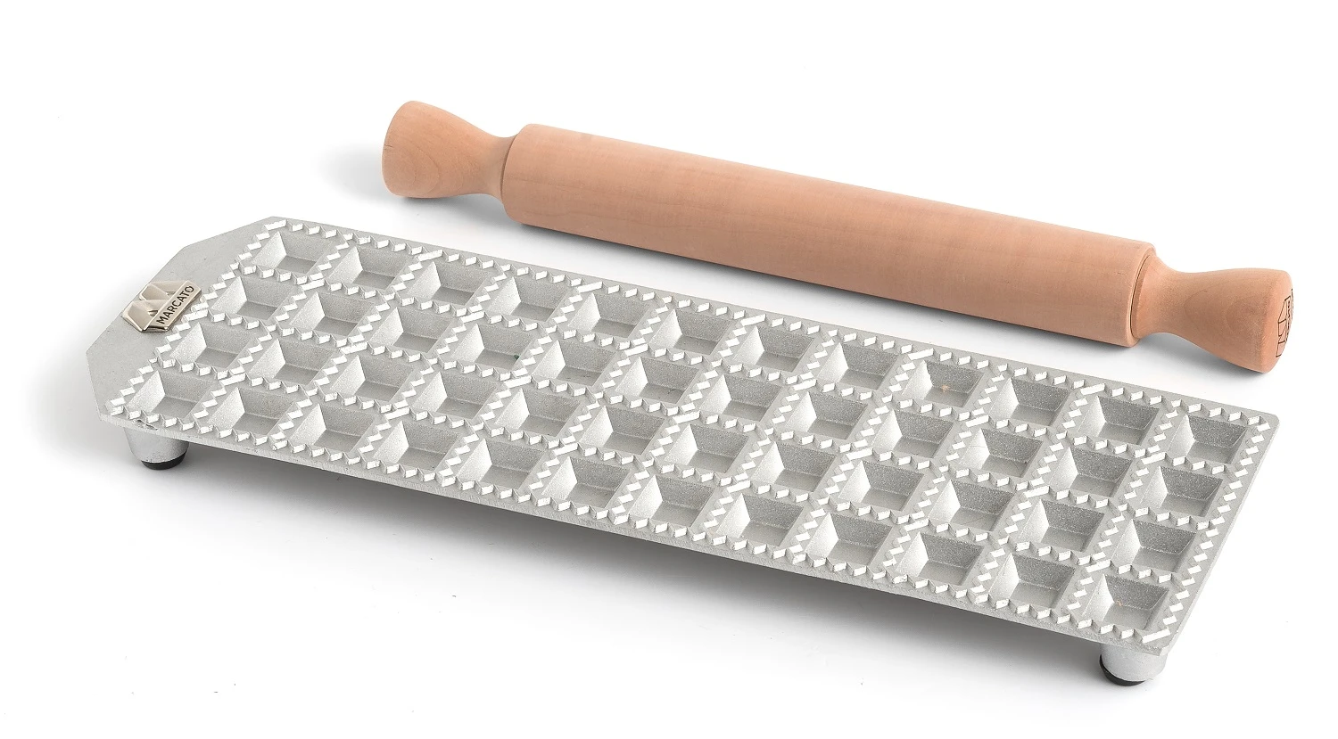 Marcato Ravioli Maker met Deegroller - 48 Vaks - 2.5 x 2.5 cm Marcato Ravioli Maker Met Deegroller - 48 Vaks - 2.5 X 2.5 Cm -Praktische Winkel Voor Keukenbenodigdheden 4562588
