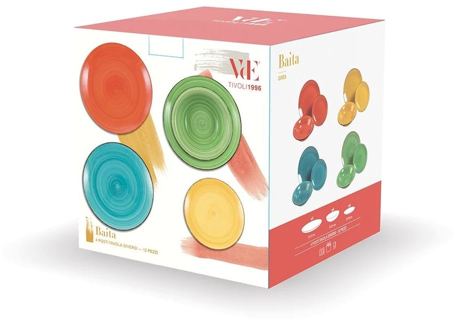 Villa d'Este Serviesset Baita Intensita Doppia - 12-delig / 4 personen Villa D'Este Serviesset Baita Intensita Doppia - 12-delig / 4 Personen -Praktische Winkel Voor Keukenbenodigdheden 5909332s 1