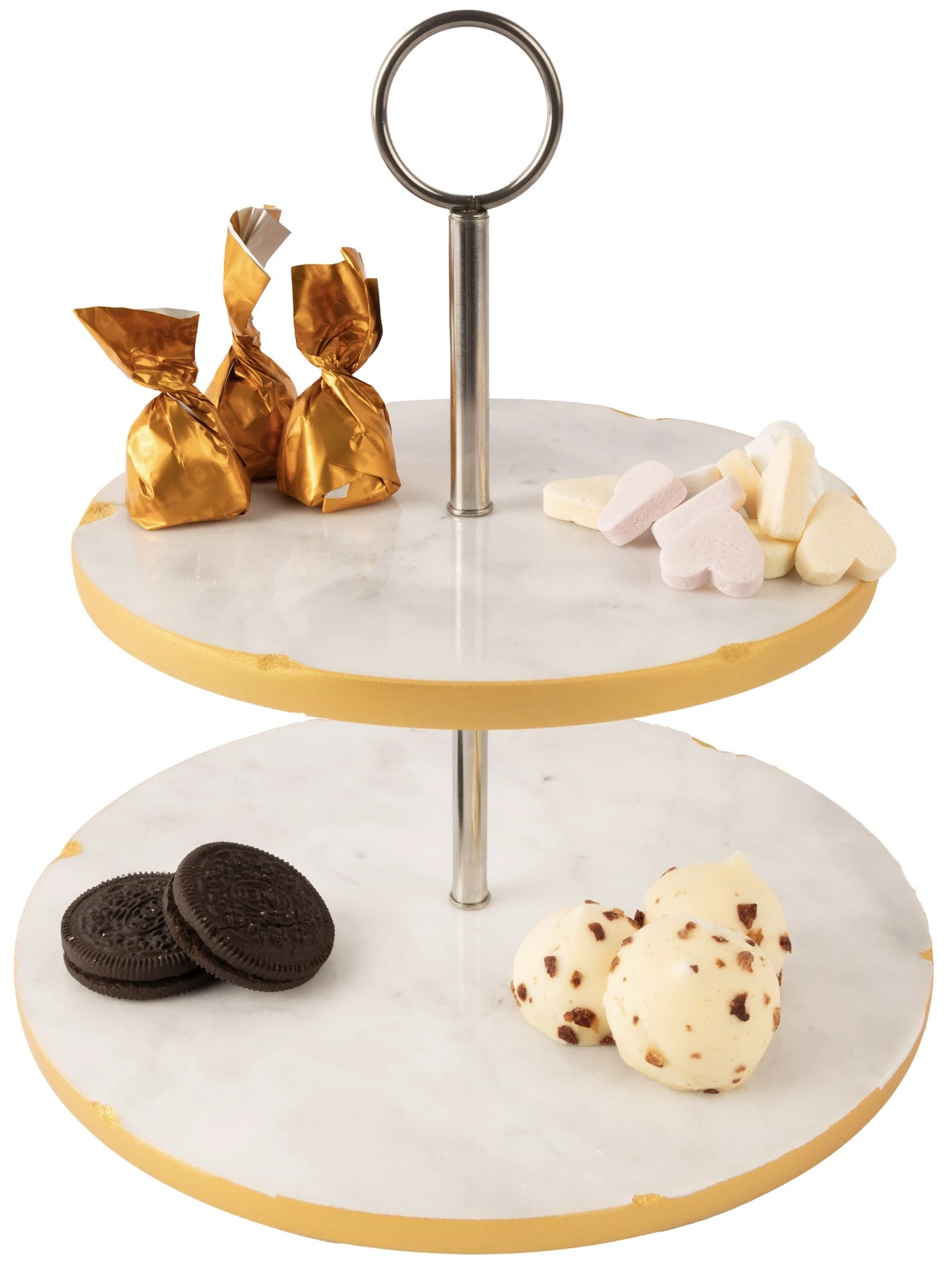 Jay Hill Etagere Marmer Goud 2-Laags Jay Hill Etagere Marmer Goud 2-Laags -Praktische Winkel Voor Keukenbenodigdheden 6 204830 marmeren etagere gevuld 2 1