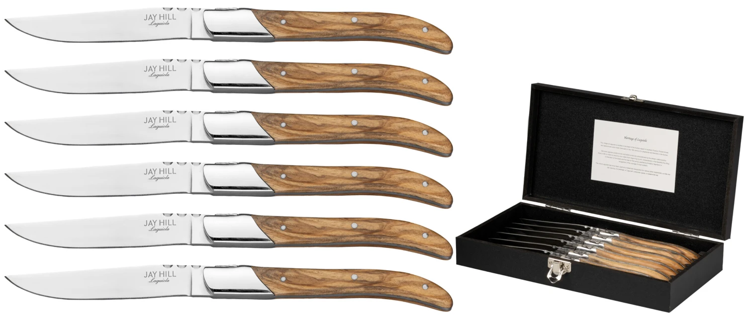 Jay Hill Steakmessen Laguiole - Olijfhout - 6 stuks Jay Hill Steakmessen Laguiole - Olijfhout - 6 Stuks -Praktische Winkel Voor Keukenbenodigdheden 8720364453442 scaled