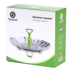 Sareva Stoommandje - RVS - Verstelbaar Van ø 17 - 27 Cm 8 Sareva Stoommandje - RVS - Verstelbaar Van ø 17 - 27 Cm -Praktische Winkel Voor Keukenbenodigdheden 8720364454647 verpakking