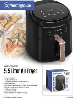 Westinghouse Airfryer / Heteluchtfriteuse - 1400 W - Zwart - 5.5 Liter 7 Westinghouse Airfryer / Heteluchtfriteuse - 1400 W - Zwart - 5.5 Liter -Praktische Winkel Voor Keukenbenodigdheden 902x1200