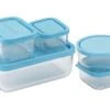 Bormioli Rocco Vershoudbakjes Frigoverre - Glas - Blauw 5-Delig 1 Bormioli Rocco Vershoudbakjes Frigoverre - Glas - Blauw 5-Delig -Praktische Winkel Voor Keukenbenodigdheden Bormioli Vershoudbakjes Frigoverre