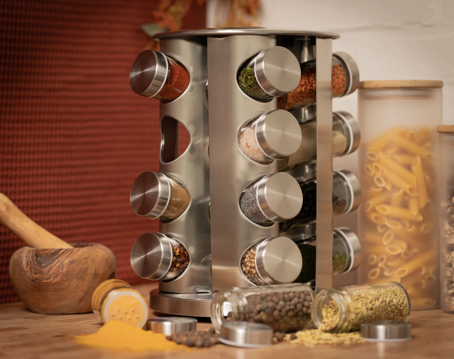 Blackwell Kruidenrek / Kruidencarrousel - inclusief 16 kruidenpotjes - RVS Blackwell Kruidenrek / Kruidencarrousel - Inclusief 16 Kruidenpotjes - RVS -Praktische Winkel Voor Keukenbenodigdheden COOK4348