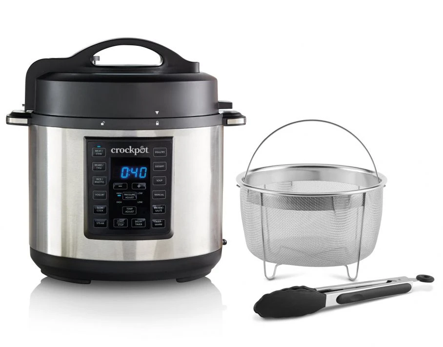Crockpot Express Slowcooker + Snelkookpan - uitneembare binnenpan - 5.6 liter - CR089 Met Stoommand & Tang) Crockpot Express Slowcooker + Snelkookpan - Uitneembare Binnenpan - 5.6 Liter - CR089 Met Stoommand & Tang) -Praktische Winkel Voor Keukenbenodigdheden Crockpot Express Slowcooker Snelkookpan CR089 5.6 Liter