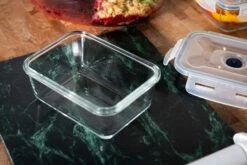 Sareva Vacuum Ovenschalen / Vershoudbakjes - Hittebestendid Glas - 3 Delige Set / 485 Ml + 970 Ml -Praktische Winkel Voor Keukenbenodigdheden Crumble in ovenschaal en vershoudbakjes 6 1