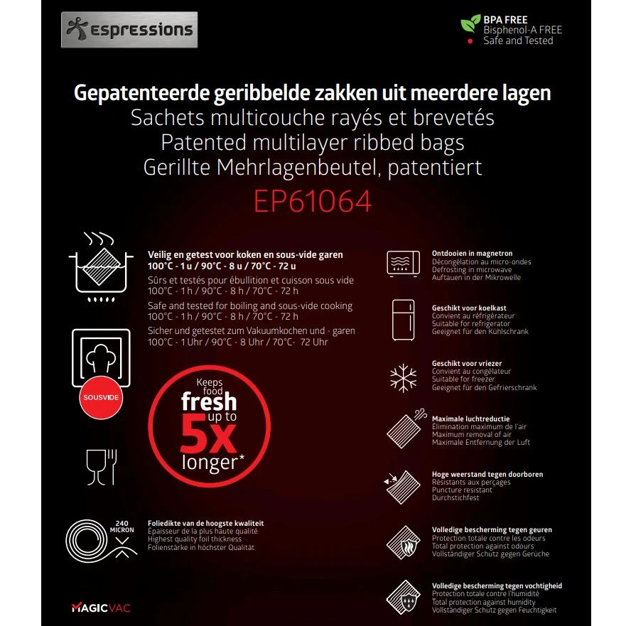 Espressions Vacumeerzakken 40 x 30 cm - 50 Stuks Espressions Vacumeerzakken 40 X 30 Cm - 50 Stuks -Praktische Winkel Voor Keukenbenodigdheden EP61064 621c98191e4470.77678072