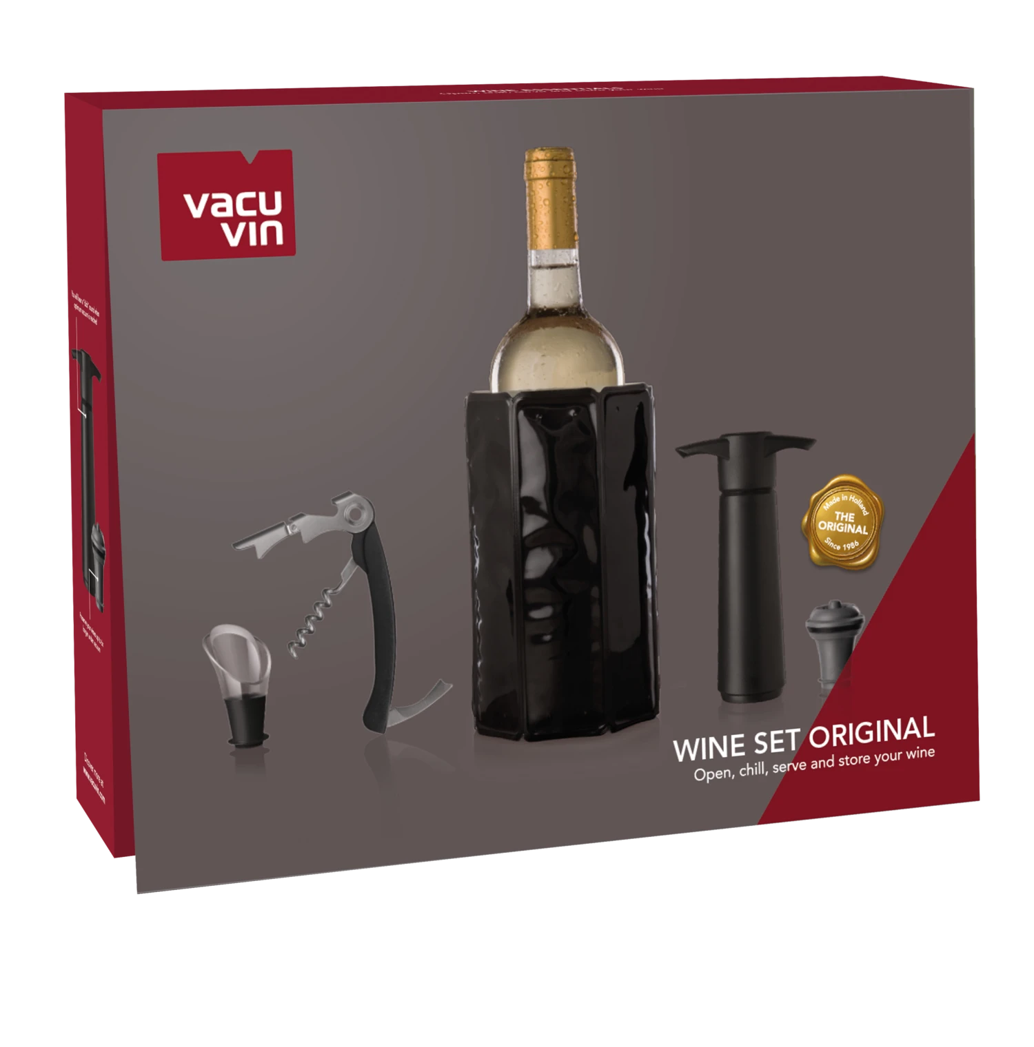 Vacu Vin Wijnset Original - Zwart - 5 delige set Vacu Vin Wijnset Original - Zwart - 5 Delige Set -Praktische Winkel Voor Keukenbenodigdheden Packshot Wine Set Original V2