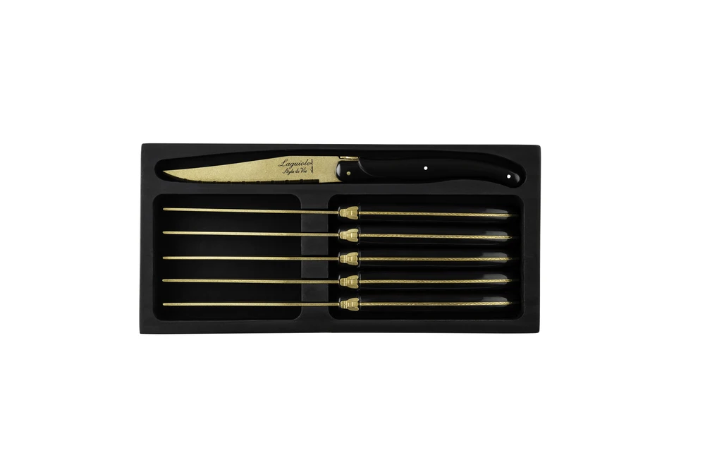 Laguiole Style de Vie Steakmessen Prestige Line Goud - 6 Stuks Laguiole Style De Vie Steakmessen Prestige Line Goud - 6 Stuks -Praktische Winkel Voor Keukenbenodigdheden PresSteakGoudZw