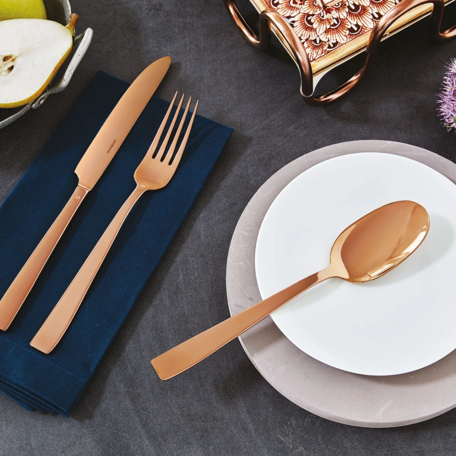 Sambonet Bestekset Flat - Koper - 30 delig / 6 personen Sambonet Bestekset Flat - Koper - 30 Delig / 6 Personen -Praktische Winkel Voor Keukenbenodigdheden Sambonet Bestekset Flat Koper 30 Delig