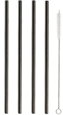 Sareva Herbruikbare Rietjes - Met Borstel - Zwart - 4 Stuks 6 Sareva Herbruikbare Rietjes - Met Borstel - Zwart - 4 Stuks -Praktische Winkel Voor Keukenbenodigdheden Sareva Rietjes Rech zwart
