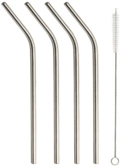 Sareva Herbruikbare Rietjes - Met Borstel - RVS - Gebogen - 4 Stuks 6 Sareva Herbruikbare Rietjes - Met Borstel - RVS - Gebogen - 4 Stuks -Praktische Winkel Voor Keukenbenodigdheden Sareva Rietjes gebogen RVS