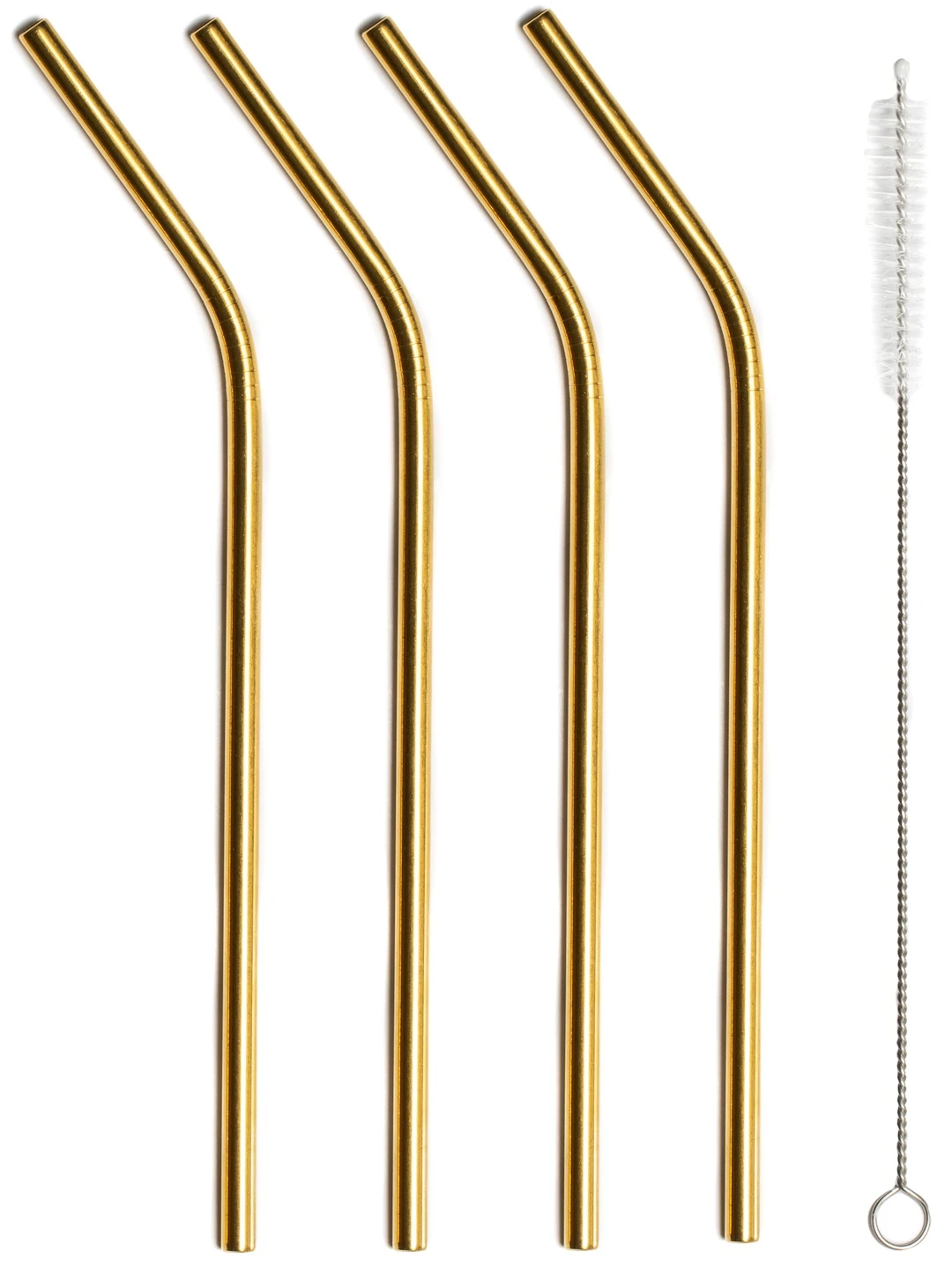 Sareva Herbruikbare rietjes - met borstel - Goud - Gebogen - 4 stuks Sareva Herbruikbare Rietjes - Met Borstel - Goud - Gebogen - 4 Stuks -Praktische Winkel Voor Keukenbenodigdheden Sareva Rietjes gebogen goud 1