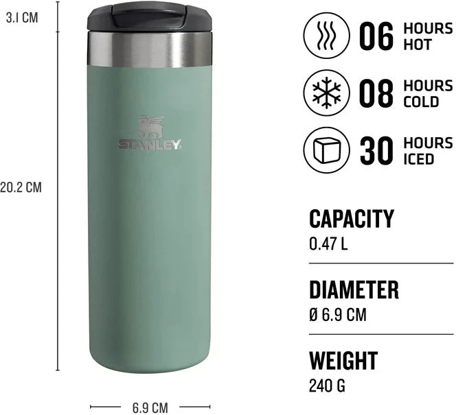 Stanley Thermosbeker The AeroLight - Shale Metallic - 470 ml Stanley Thermosbeker The AeroLight - Shale Metallic - 470 Ml -Praktische Winkel Voor Keukenbenodigdheden TheAeroLight TransitMug 0.47L