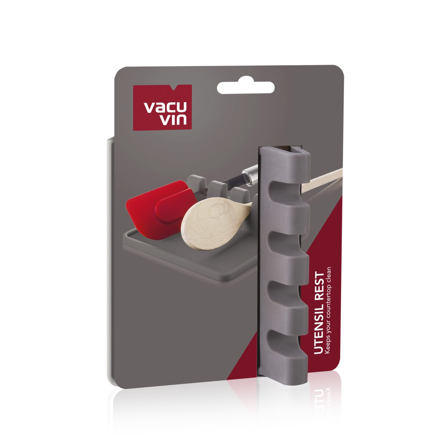 Vacu Vin Lepelhouder - Grijs Vacu Vin Lepelhouder - Grijs -Praktische Winkel Voor Keukenbenodigdheden UtensilRest Grey Packshot VV9