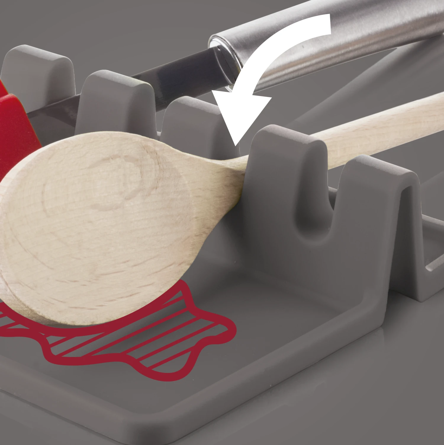 Vacu Vin Lepelhouder - Grijs Vacu Vin Lepelhouder - Grijs -Praktische Winkel Voor Keukenbenodigdheden UtensilRest Instructions