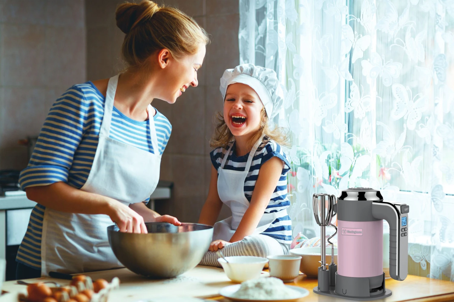 Westinghouse Handmixer Retro Collections - 6 standen - roze - WKHM250PK Westinghouse Handmixer Retro Collections - 6 Standen - Roze - WKHM250PK -Praktische Winkel Voor Keukenbenodigdheden WKHM250PK Hand Mixer Lifestyle scaled