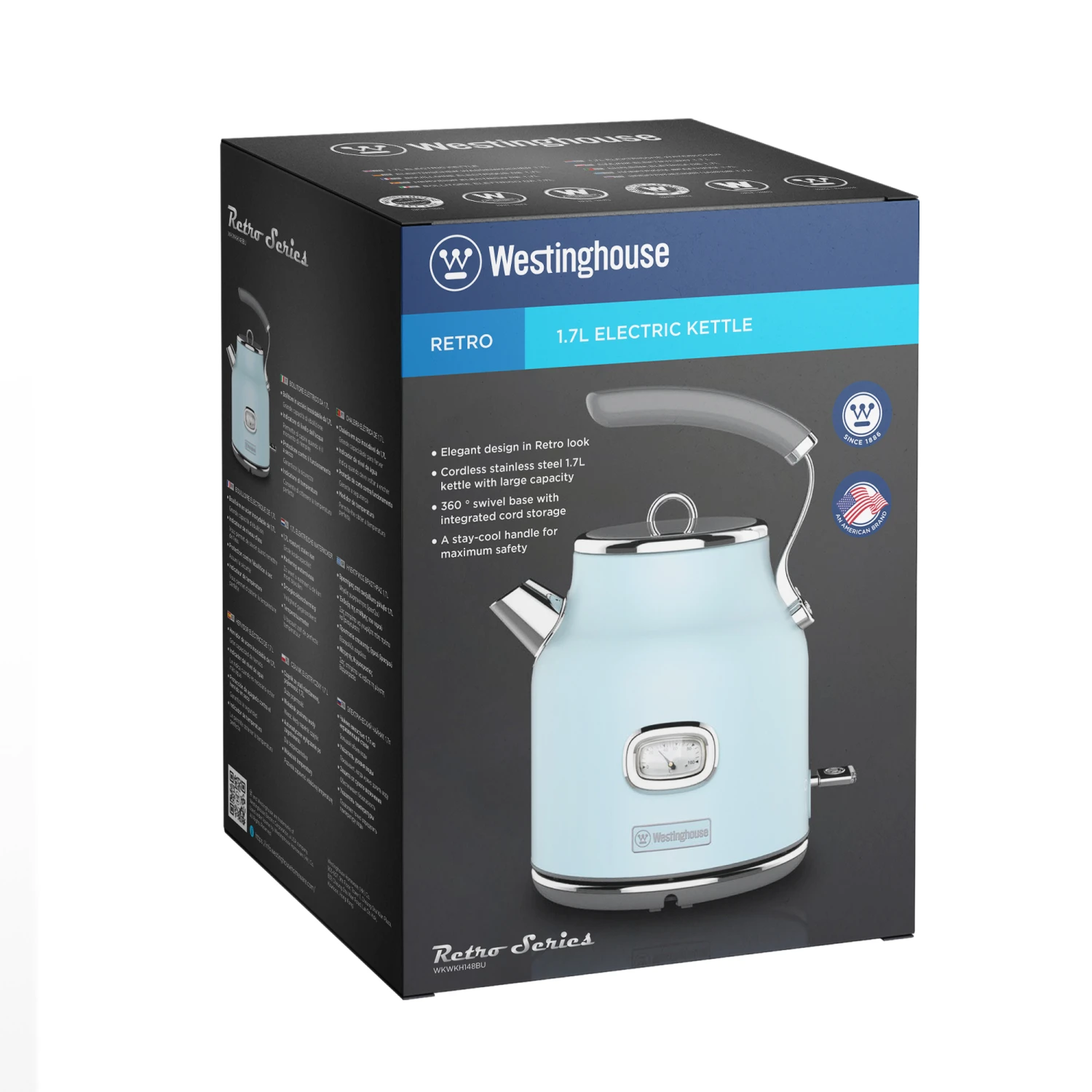 Westinghouse Waterkoker Retro Collections - 2200 W - blauw - 1.7 liter - WKWKH148BU Westinghouse Waterkoker Retro Collections - 2200 W - Blauw - 1.7 Liter - WKWKH148BU -Praktische Winkel Voor Keukenbenodigdheden WKWKH148BU Electric Kettle Retro BLUE