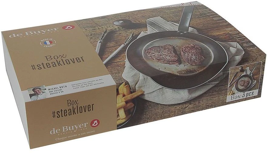 De Buyer Steaklover Box ( 1 koekenpan Mineral B ø 26cm, 1 pepermolen en 1 grilltang) - zonder anti-aanbaklaag De Buyer Steaklover Box ( 1 Koekenpan Mineral B ø 26cm, 1 Pepermolen En 1 Grilltang) - Zonder Anti-aanbaklaag -Praktische Winkel Voor Keukenbenodigdheden box steaklover 1 1