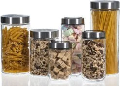 Sareva Voorraadpot - Glas / RVS Deksel - ø 11.5 Cm / 1.7 Liter 4 Sareva Voorraadpot - Glas / RVS Deksel - ø 11.5 Cm / 1.7 Liter -Praktische Winkel Voor Keukenbenodigdheden opbergglas set 1 1