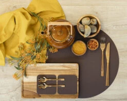 Jay Hill Placemats - Vegan Leer - Bruin / Zand - Dubbelzijdig - ø 38 Cm - 6 Stuks 4 Jay Hill Placemats - Vegan Leer - Bruin / Zand - Dubbelzijdig - ø 38 Cm - 6 Stuks -Praktische Winkel Voor Keukenbenodigdheden placemat 8 8